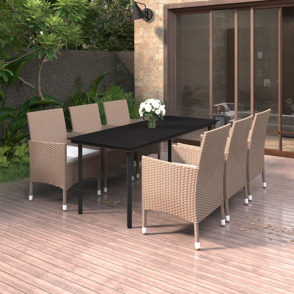 Juego de comedor de jardín 9 piezas ratán sintético marrón