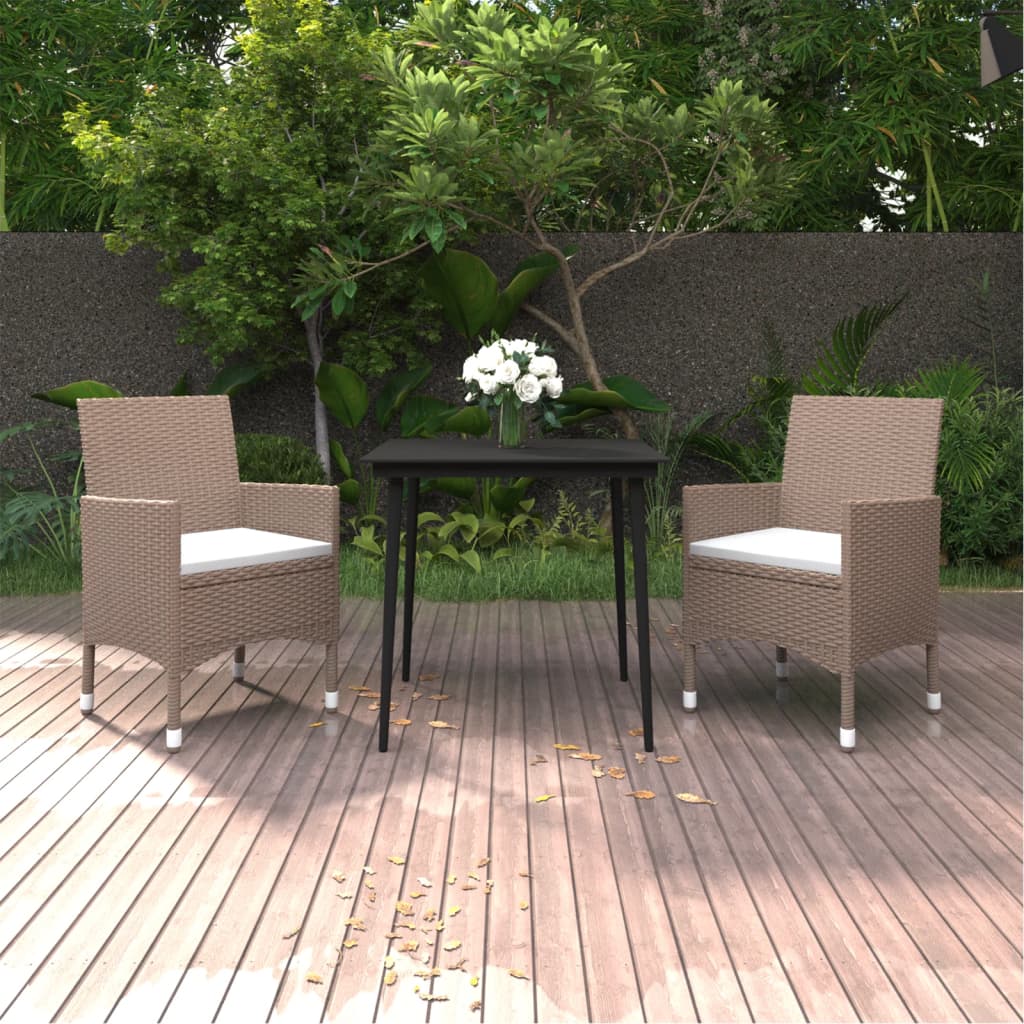 Juego de comedor de jardín 9 piezas ratán sintético marrón