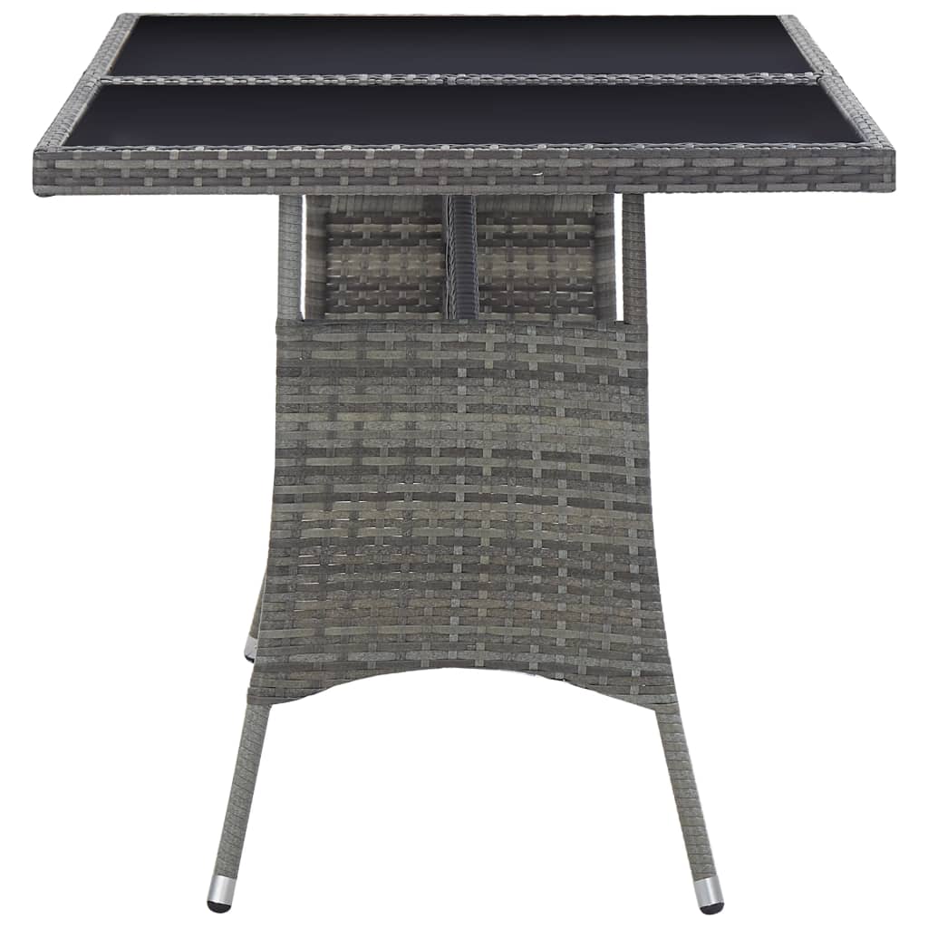 Mesa de jardín ratán sintético gris 140x80x74 cm