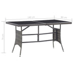 Mesa de jardín ratán sintético gris 140x80x74 cm