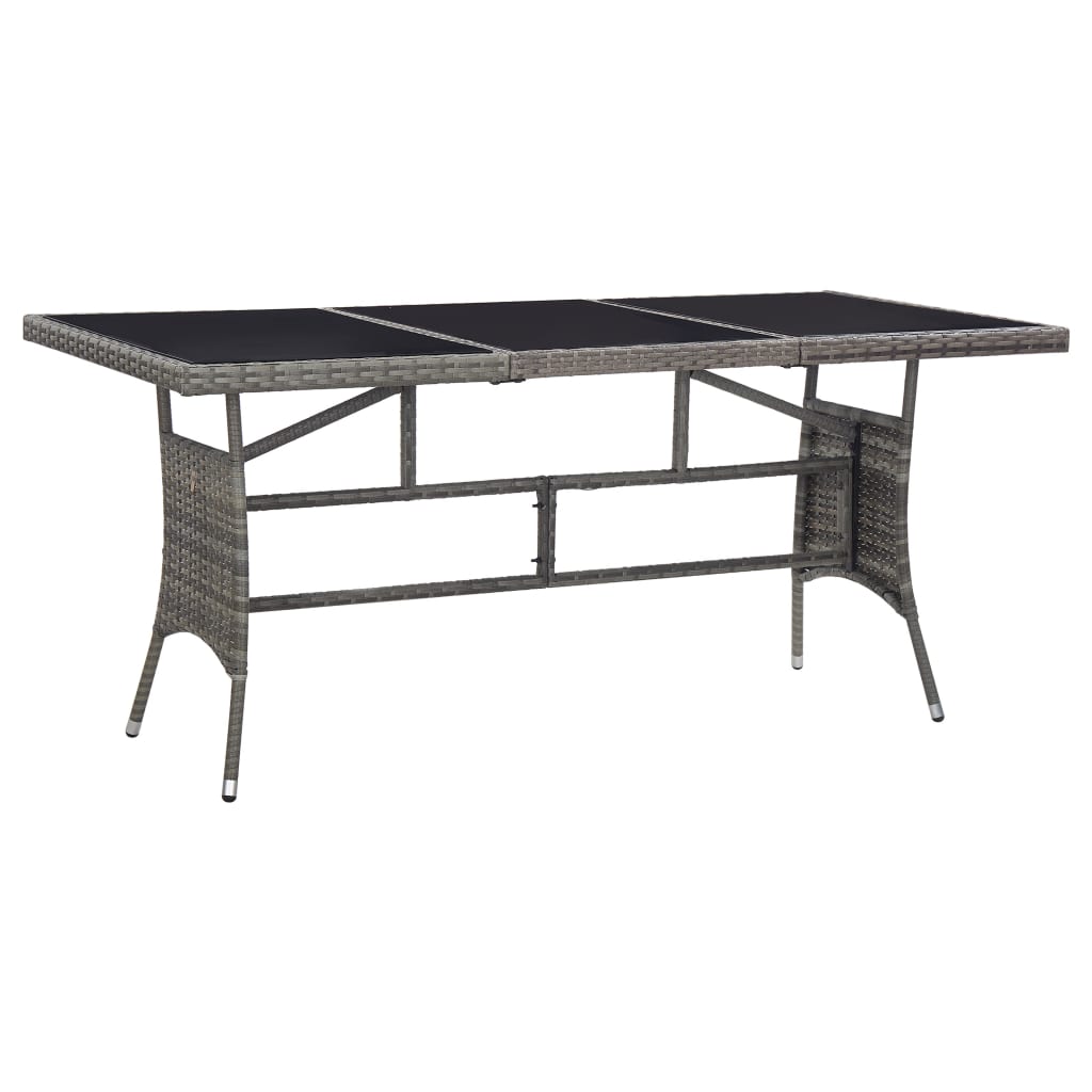 Grey synthetic rattan garden table 140x80x74 cm