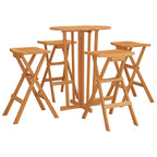 Mesa y taburetes altos plegables 5 piezas madera maciza de teca