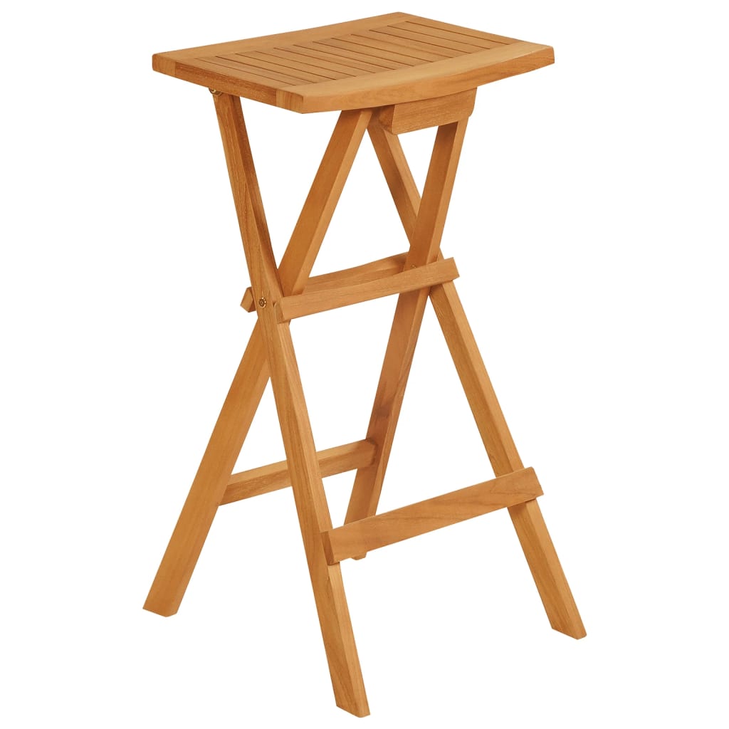 Mesa y taburetes altos plegables 5 piezas madera maciza de teca