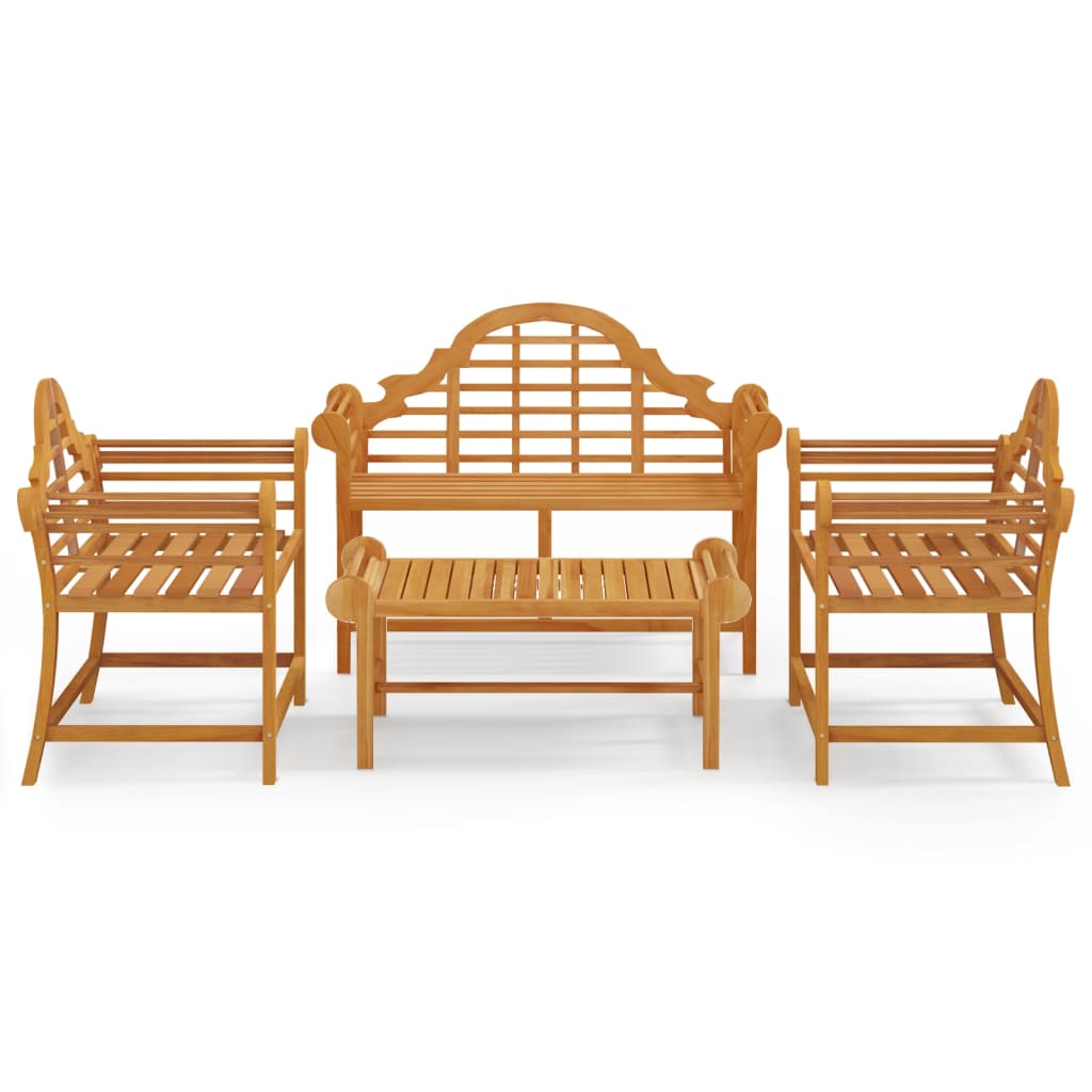 Juego muebles de jardín 4 piezas madera maciza teca