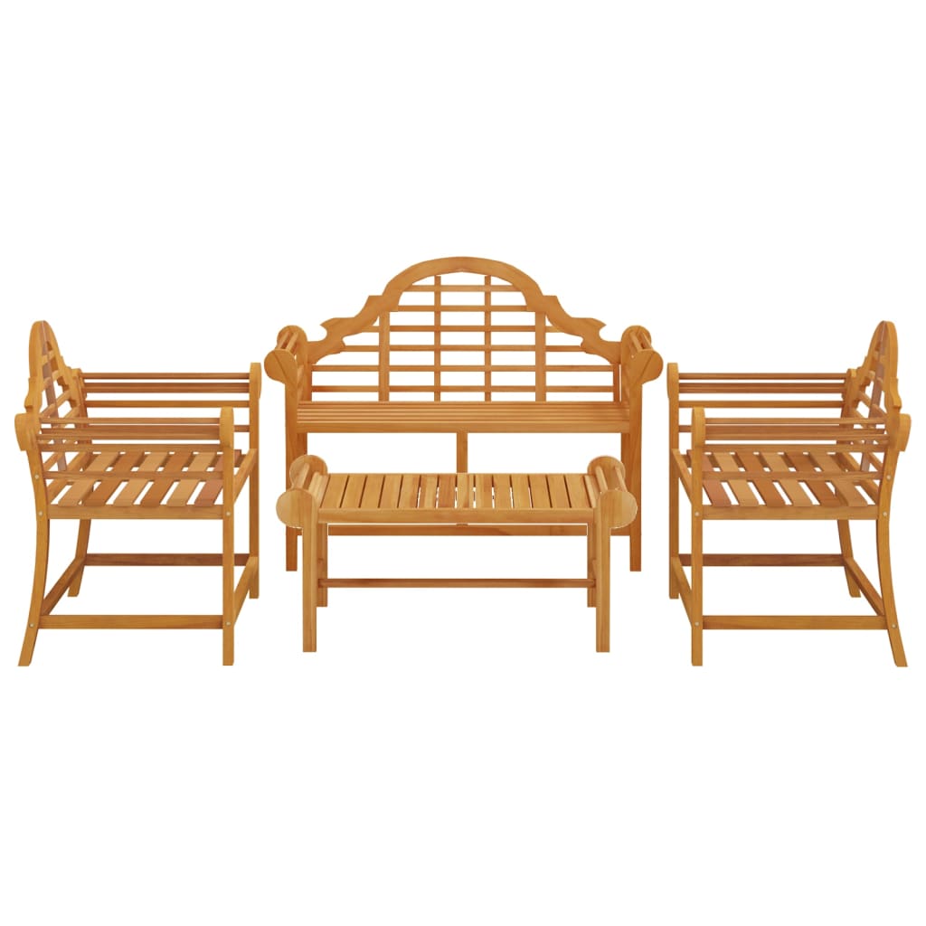Juego muebles de jardín 4 piezas madera maciza teca