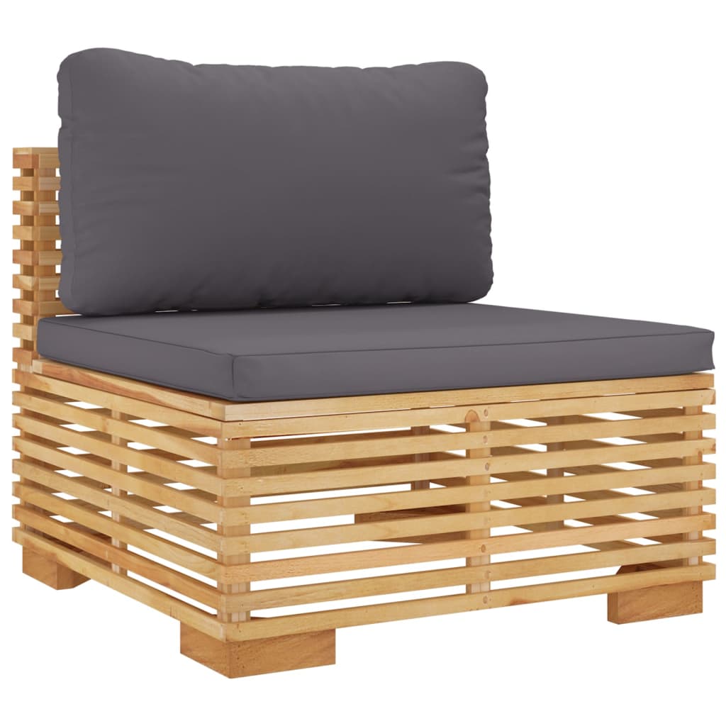 Juego muebles de jardín 10 piezas y cojines madera teca maciza