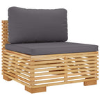 Juego muebles de jardín 10 piezas y cojines madera teca maciza