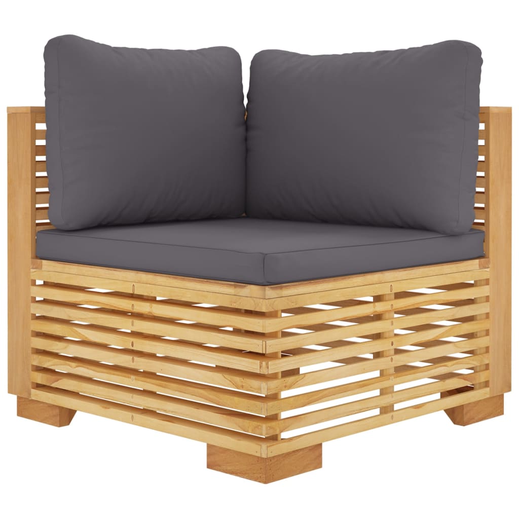 Juego muebles de jardín 10 piezas y cojines madera teca maciza