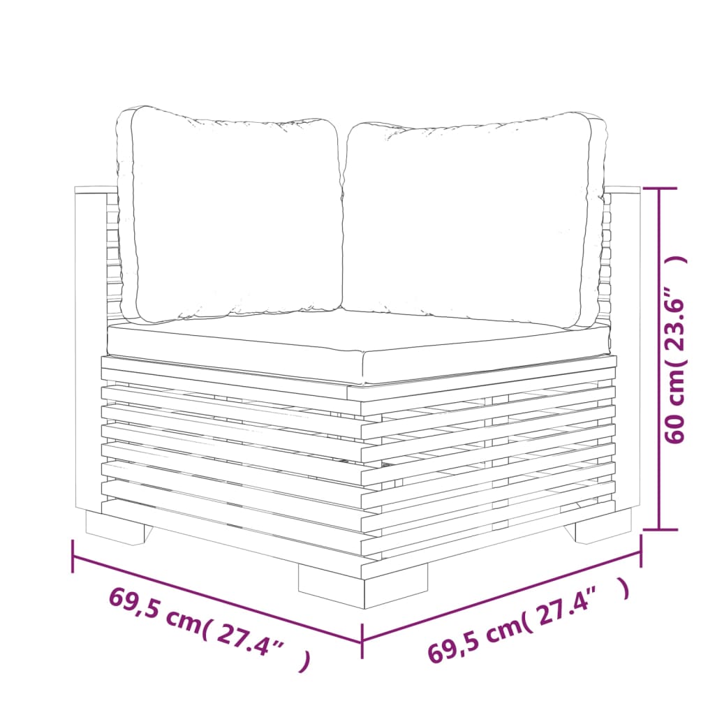 Juego muebles de jardín 10 piezas y cojines madera teca maciza