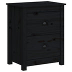 Mesitas de noche 2 uds madera maciza de pino negra 50x35x61,5cm