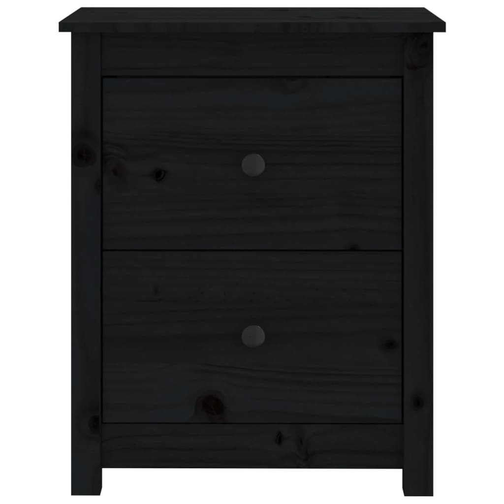 Mesitas de noche 2 uds madera maciza de pino negra 50x35x61,5cm