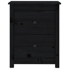 Mesitas de noche 2 uds madera maciza de pino negra 50x35x61,5cm