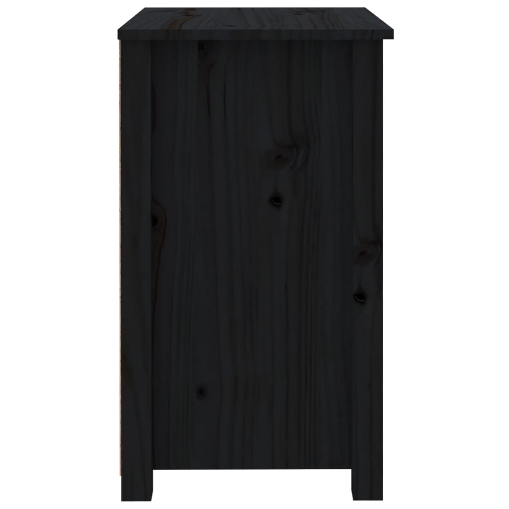 Mesitas de noche 2 uds madera maciza de pino negra 50x35x61,5cm