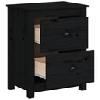 Mesitas de noche 2 uds madera maciza de pino negra 50x35x61,5cm