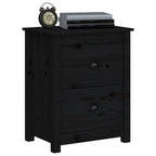 Mesitas de noche 2 uds madera maciza de pino negra 50x35x61,5cm