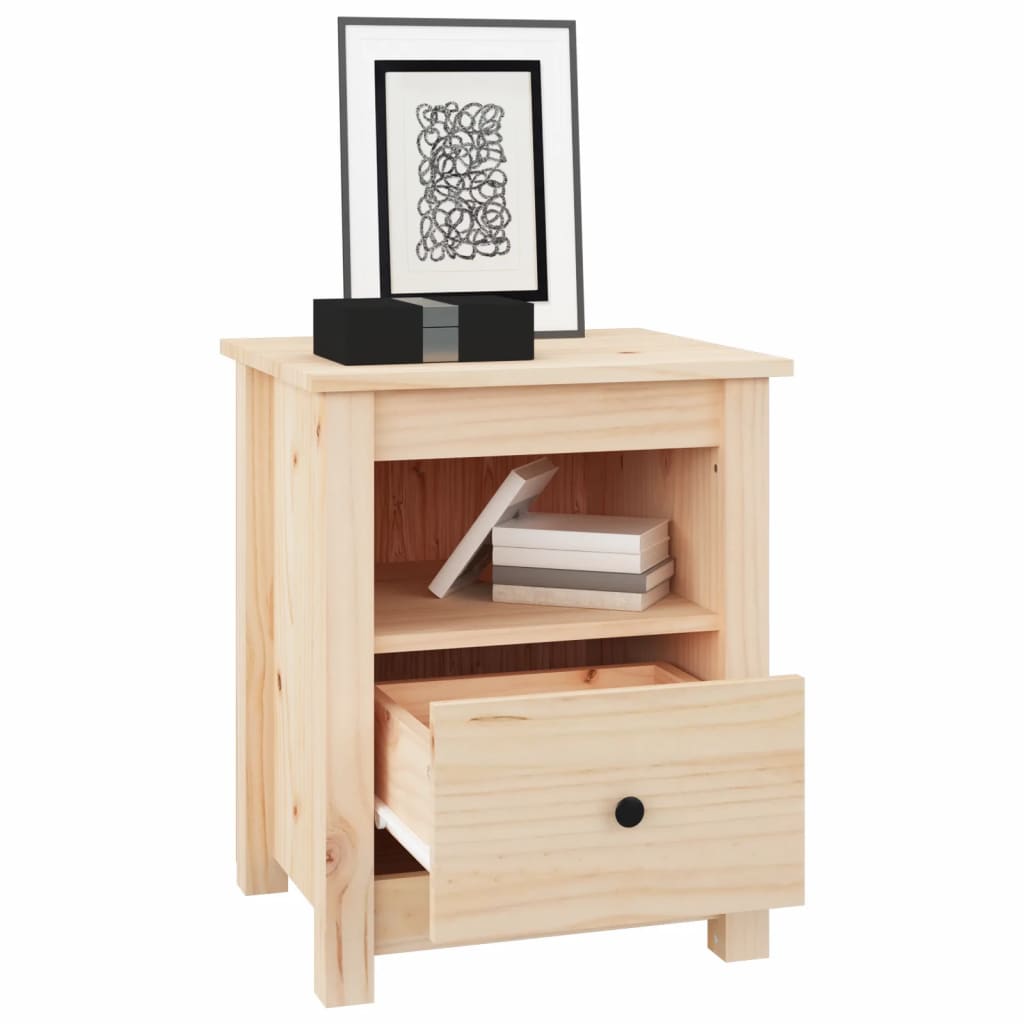 Mesita de noche madera maciza de pino 40x35x49 cm