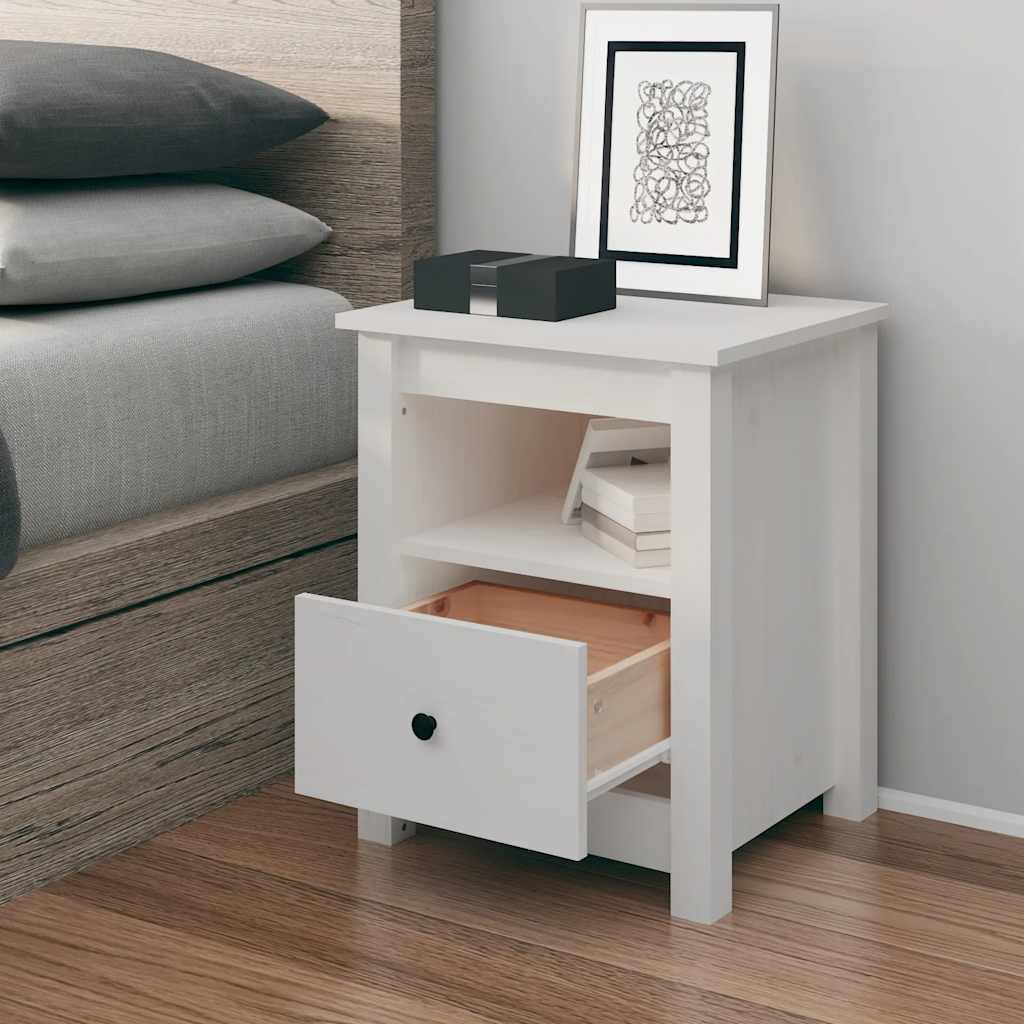 Mesita de noche madera maciza de pino 40x35x49 cm