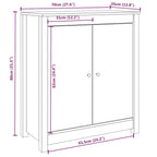 Aparador de madera maciza de pino negro 70x35x80 cm