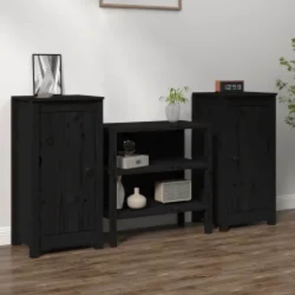 Aparadores 2 uds madera maciza de pino 39x35x80 cm