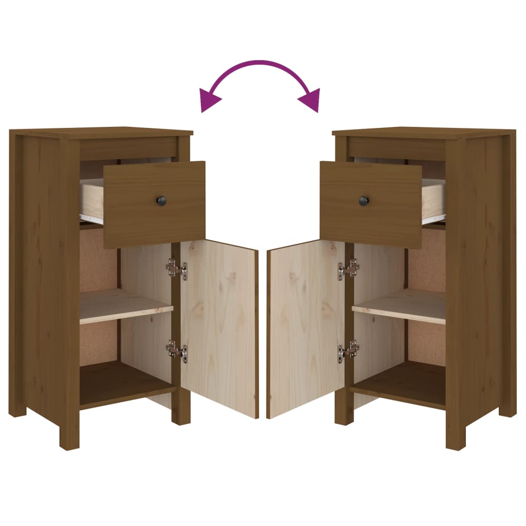Aparador de madera maciza de pino marrón miel 40x35x80 cm