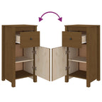Aparador de madera maciza de pino marrón miel 40x35x80 cm