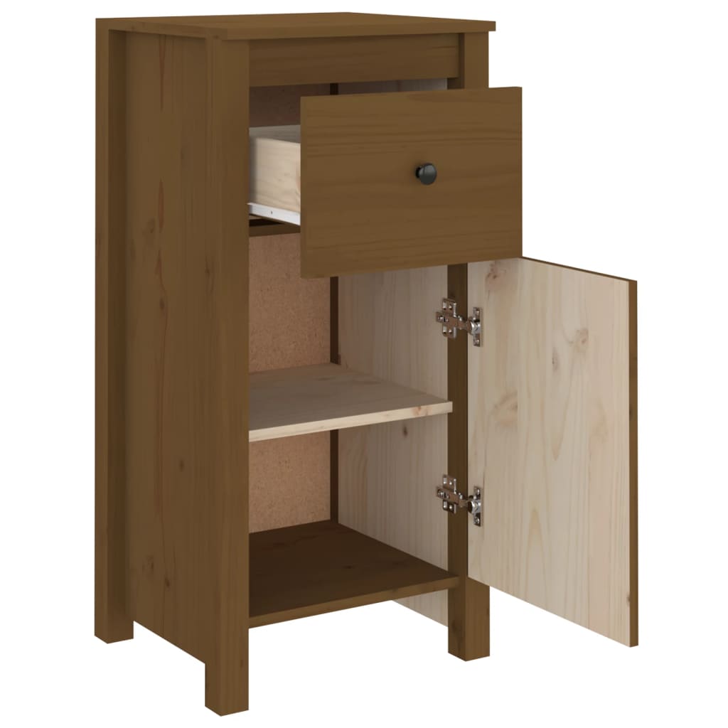 Aparador de madera maciza de pino marrón miel 40x35x80 cm