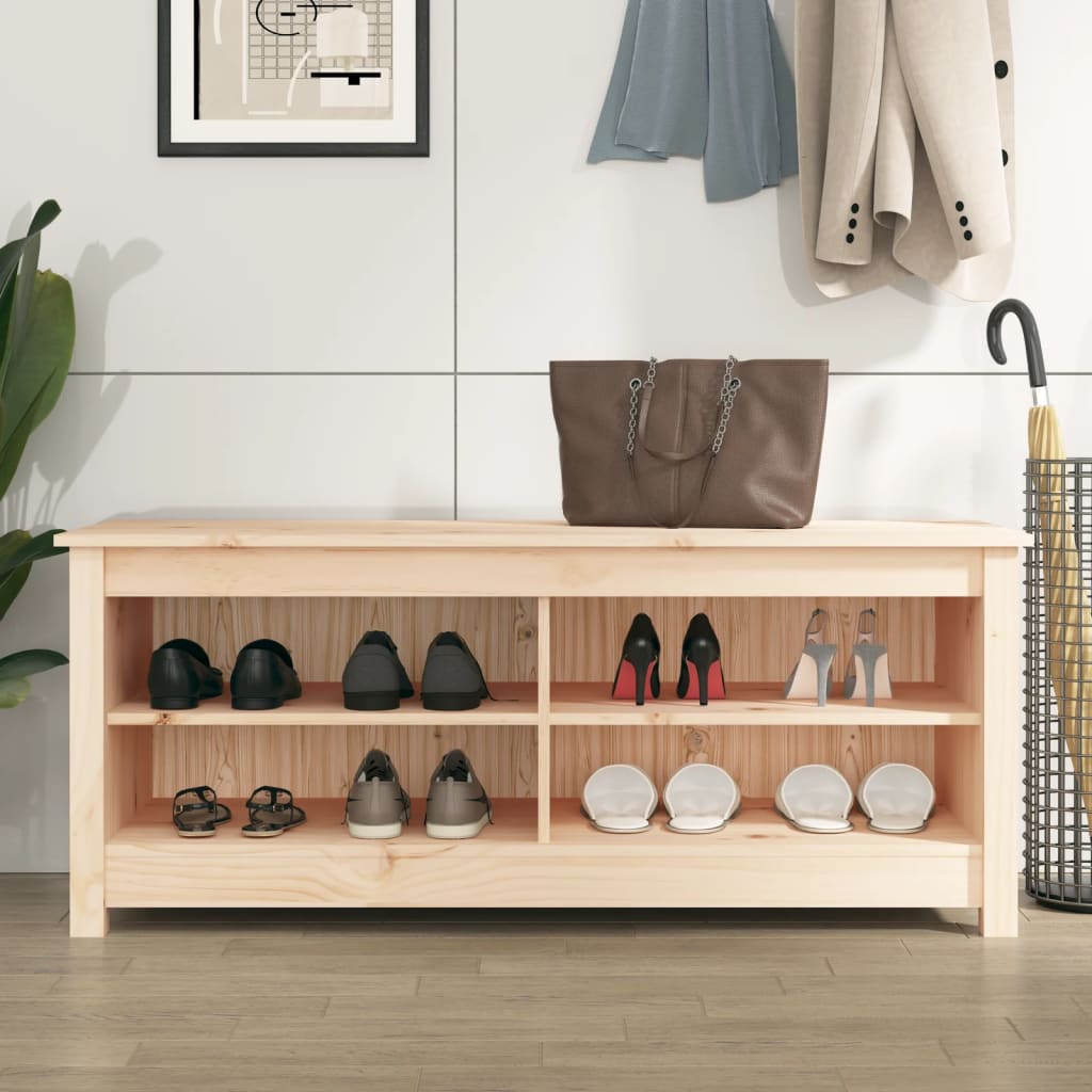 Zapatero de madera maciza de pino 110x38x45,5 cm