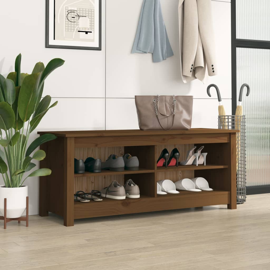 Zapatero de madera maciza de pino 110x38x45,5 cm