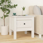 Mesa auxiliar 2 uds de madera maciza de pino blanco 40x40x39 cm