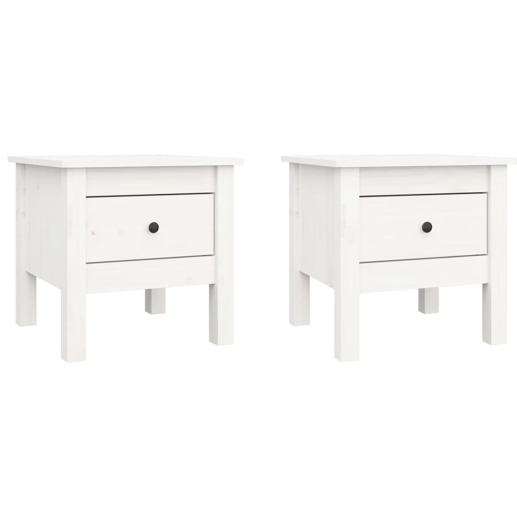 Mesa auxiliar 2 uds de madera maciza de pino blanco 40x40x39 cm