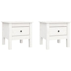 Mesa auxiliar 2 uds de madera maciza de pino blanco 40x40x39 cm