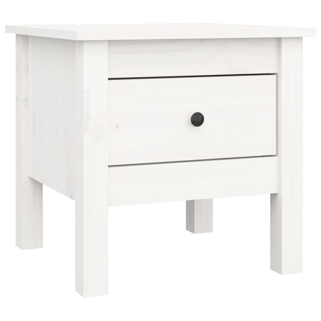 Mesa auxiliar 2 uds de madera maciza de pino blanco 40x40x39 cm