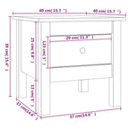 Mesa auxiliar 2 uds de madera maciza de pino blanco 40x40x39 cm