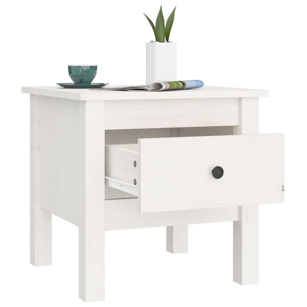 Mesa auxiliar 2 uds de madera maciza de pino blanco 40x40x39 cm