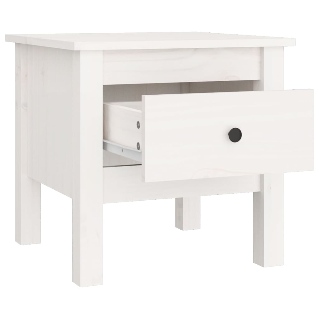 Mesa auxiliar 2 uds de madera maciza de pino blanco 40x40x39 cm