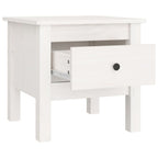 Mesa auxiliar 2 uds de madera maciza de pino blanco 40x40x39 cm