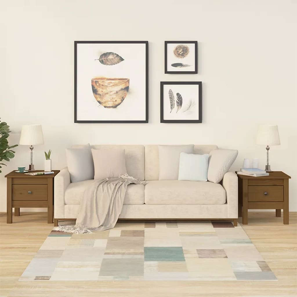 Mesa auxiliar 2 uds de madera maciza de pino blanco 40x40x39 cm