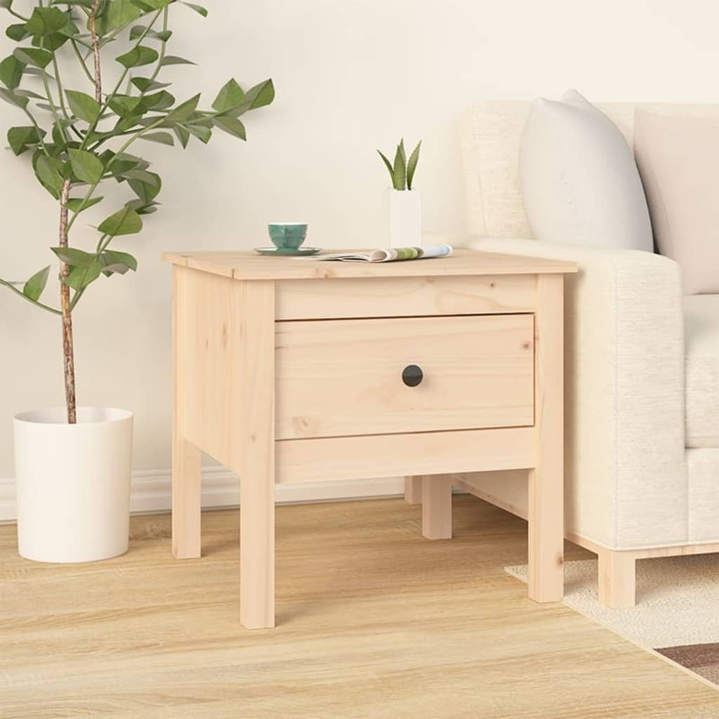 Mesa auxiliar 2 uds de madera maciza de pino blanco 40x40x39 cm