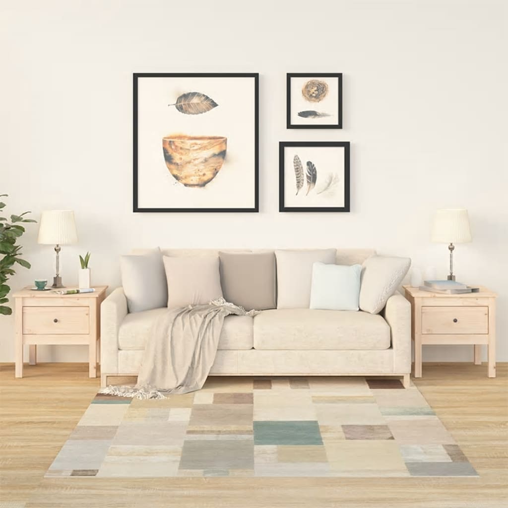 Mesa auxiliar 2 uds de madera maciza de pino blanco 40x40x39 cm