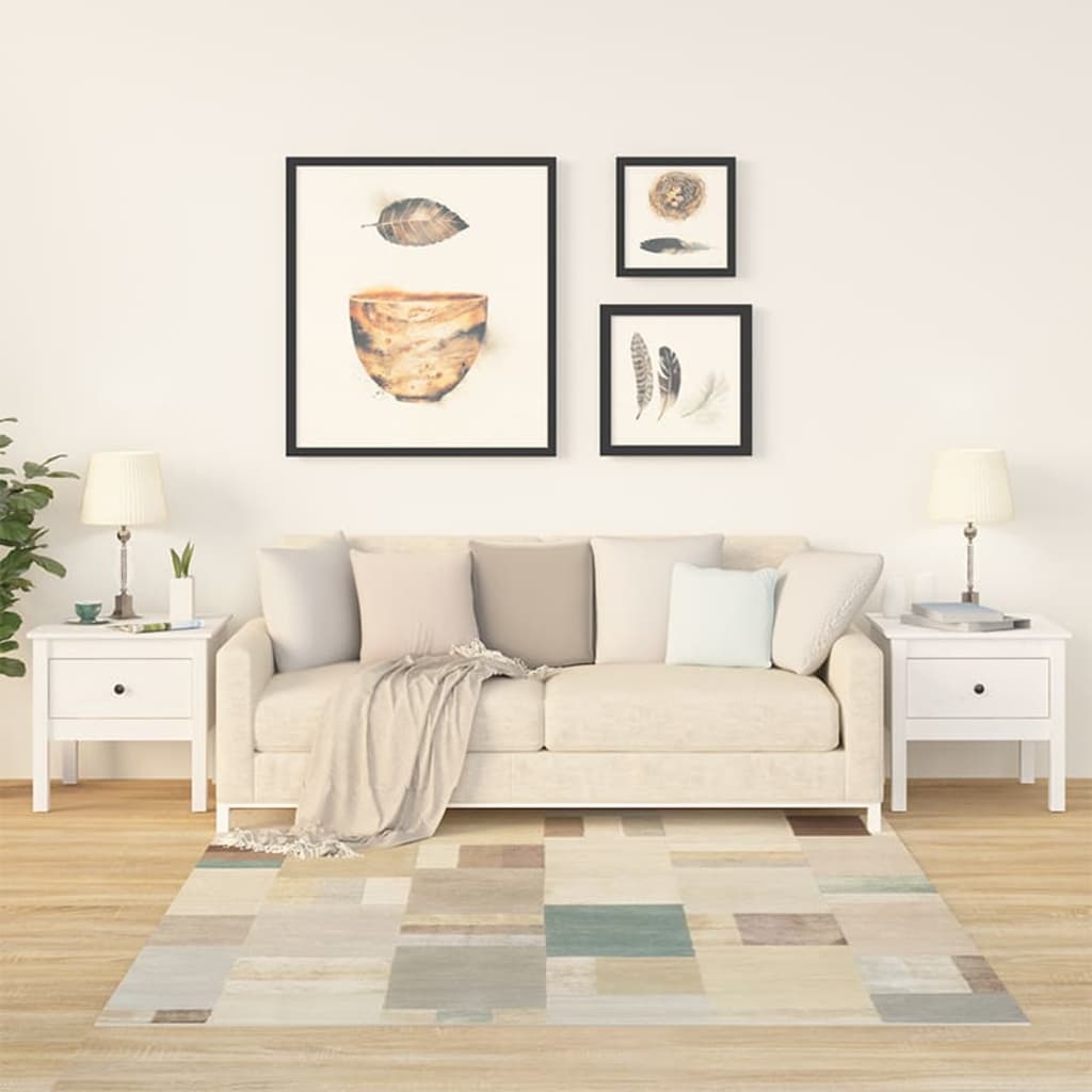 Mesa auxiliar 2 uds de madera maciza de pino blanco 40x40x39 cm