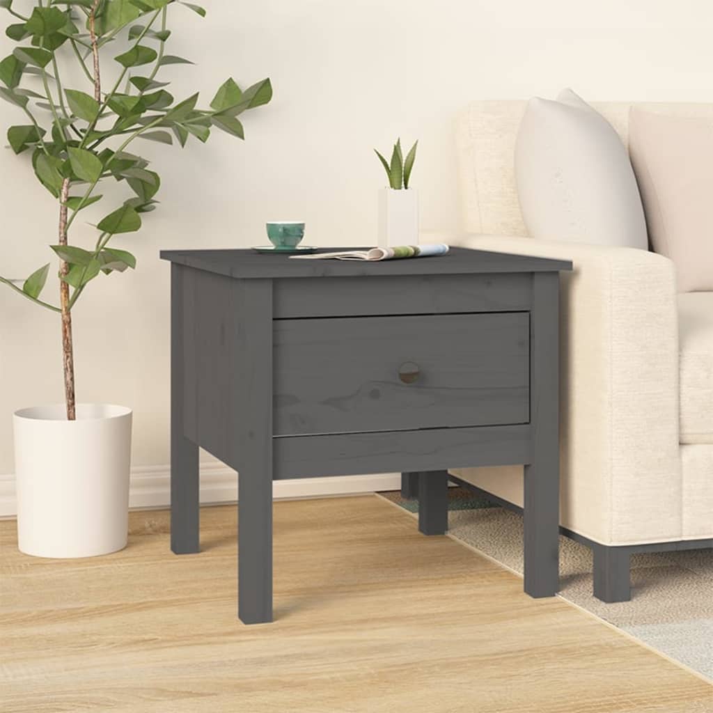 Mesa auxiliar 2 uds de madera maciza de pino blanco 40x40x39 cm