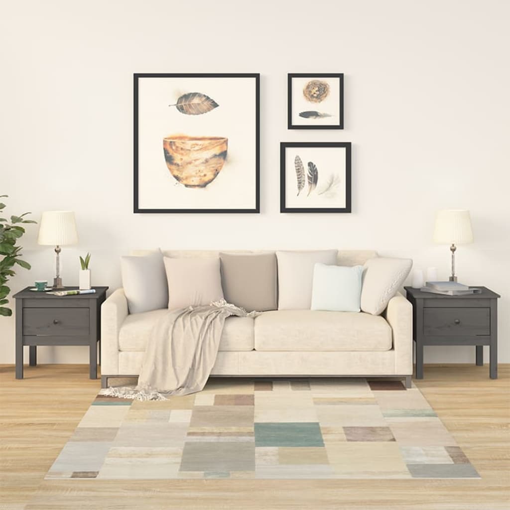 Mesa auxiliar 2 uds de madera maciza de pino blanco 40x40x39 cm