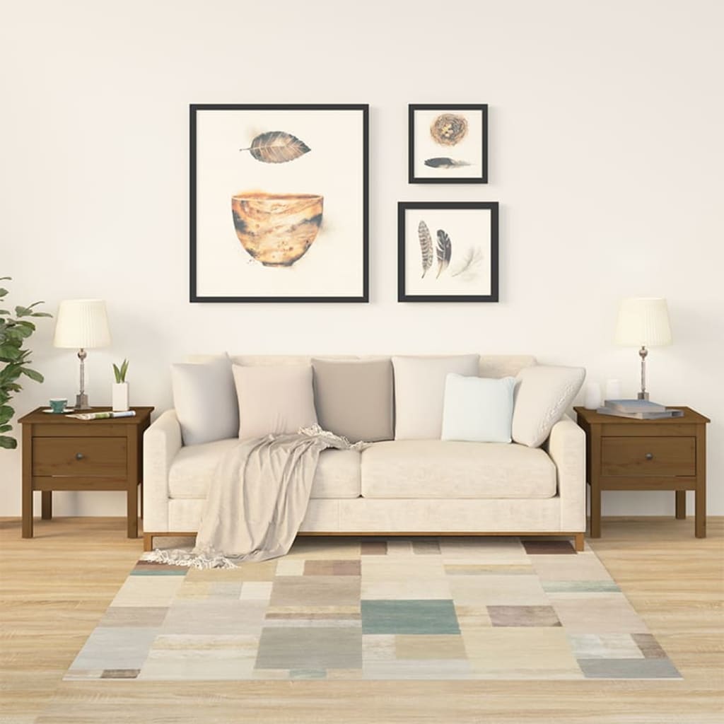 Mesa auxiliar 2 uds de madera maciza de pino blanco 40x40x39 cm