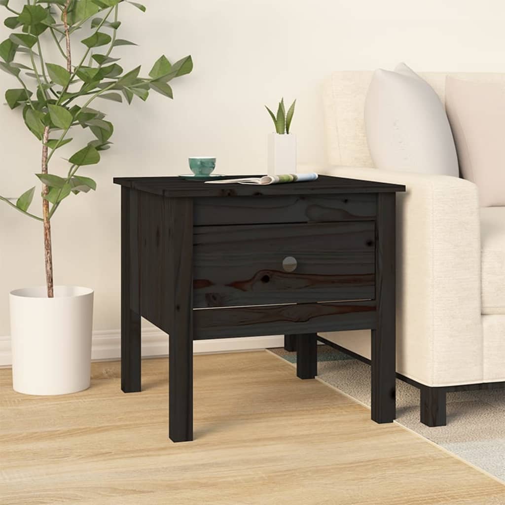 Mesa auxiliar 2 uds de madera maciza de pino blanco 40x40x39 cm