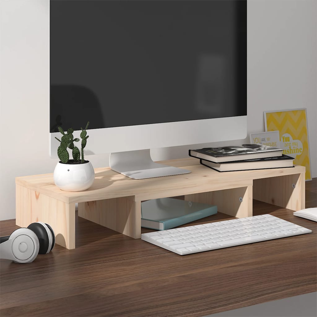Soporte para monitor madera maciza de pino 60x24x10,5 cm
