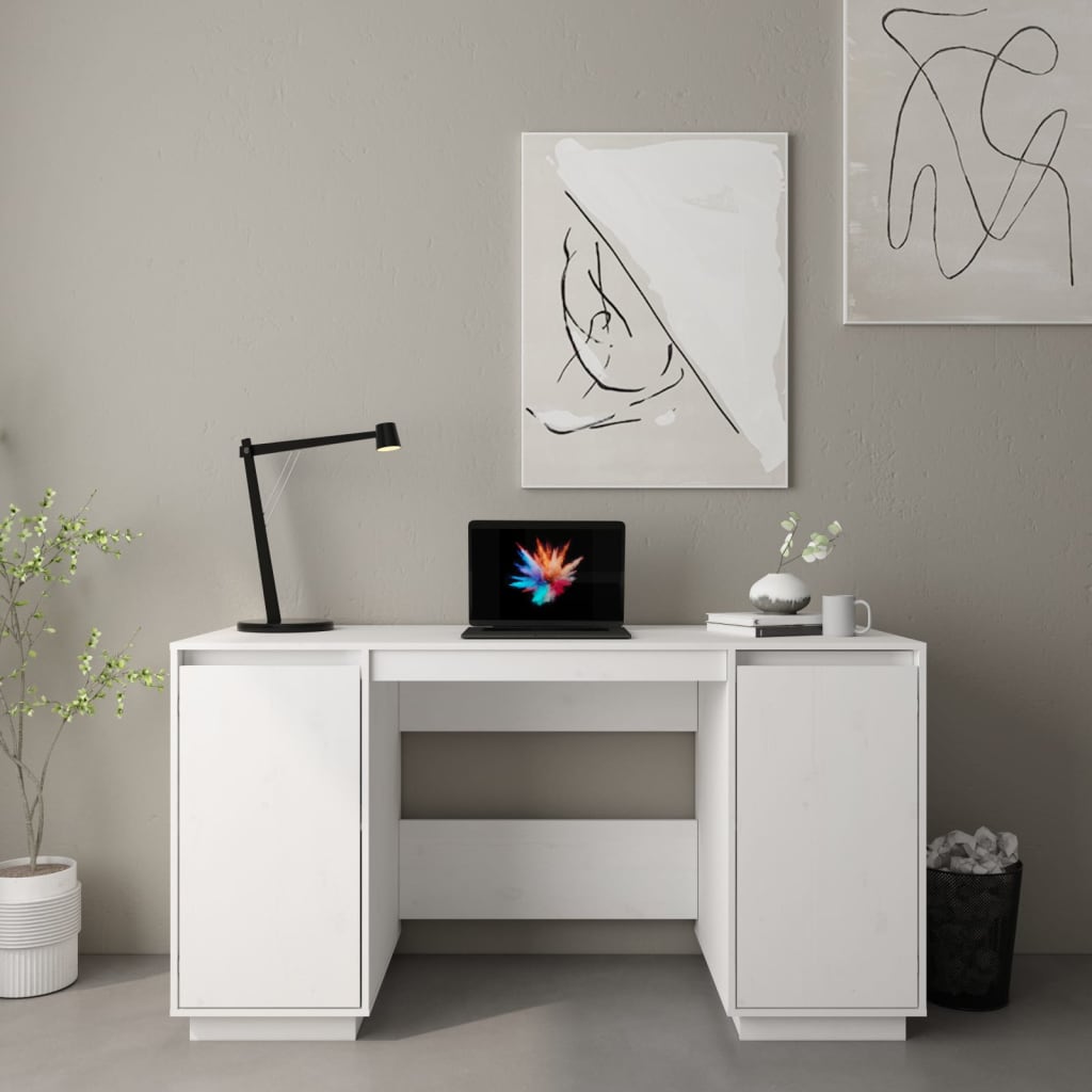 Escritorio de madera maciza de pino 140x50x75 cm