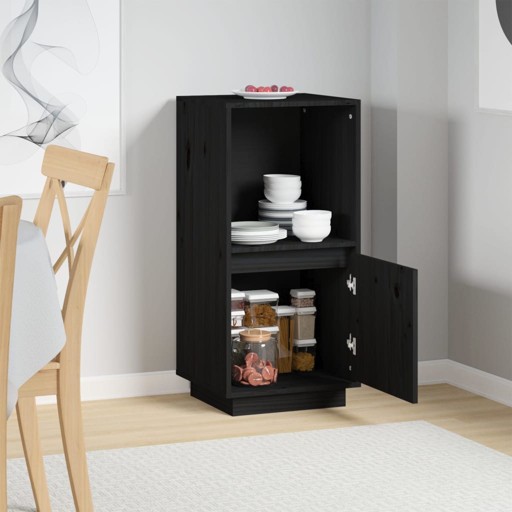 Aparador de madera maciza de pino negro 38x35x80 cm