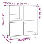 Aparador de madera maciza de pino 74x35x80 cm