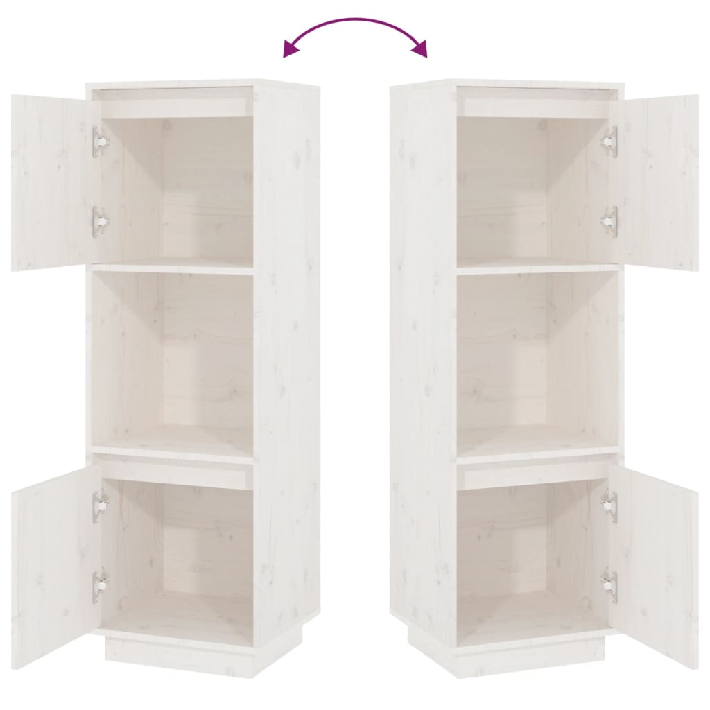 Aparador alto de madera maciza de pino banco 38x35x117 cm