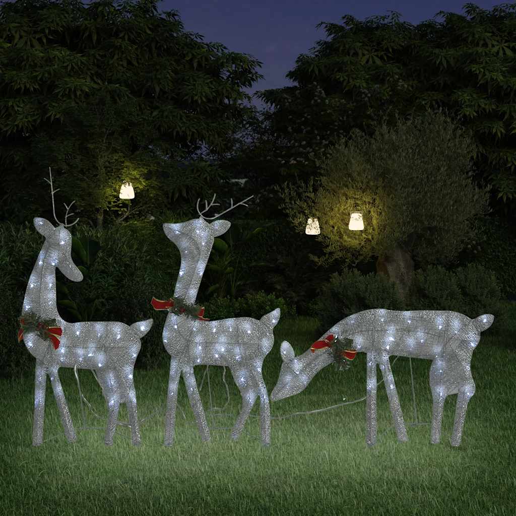 Familia renos de Navidad malla blanca frío blanco 270x7x90 cm